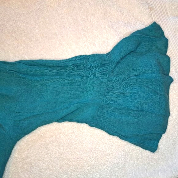 Forgotten Grace Teal Blue Off Shoulder Flowy High Low Blouse Plus Size XXL - Picture 6 of 7